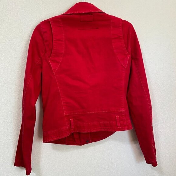 Current/Elliot Denim The Biker Jacket in Victory Red ASO Aria Montgomery - Picture 9 of 10